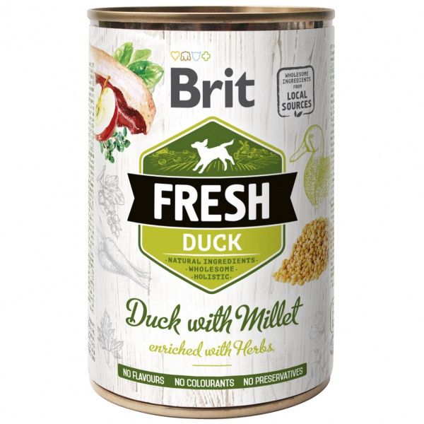 Brit Fresh konzerva Duck with Millet 400g