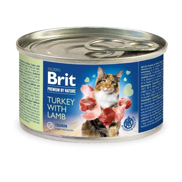 Brit Premium Cat by Nature konzerva Turkey & Lamb 200 g