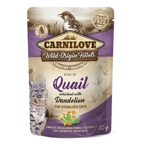 Carnilove Cat Sterilised Pouch Rich in Quail with Dandelion 85 g