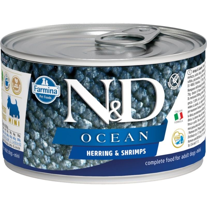 N&D OCEAN Dog konz. Adult Herring & Shrimps Mini 140 g