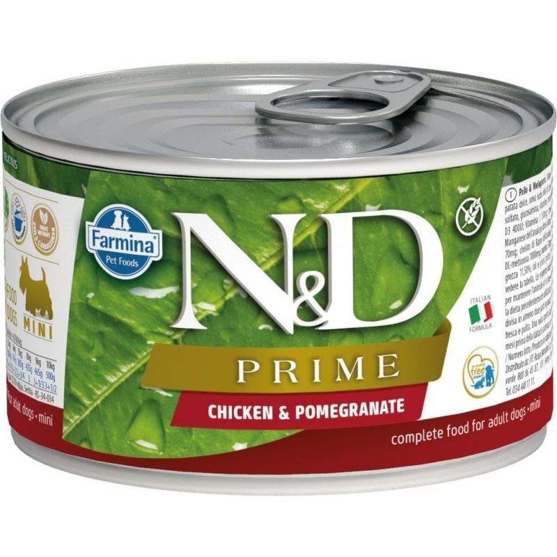 N&D PRIME Dog konz. Adult Chicken & Pomegranate Mini 140 g