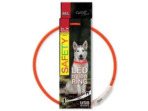 Obojek DOG FANTASY světelný USB oranžový 65 cm