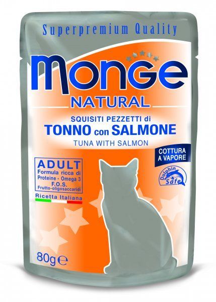 Monge Natural Cat tuňák losos - kapsička 80g